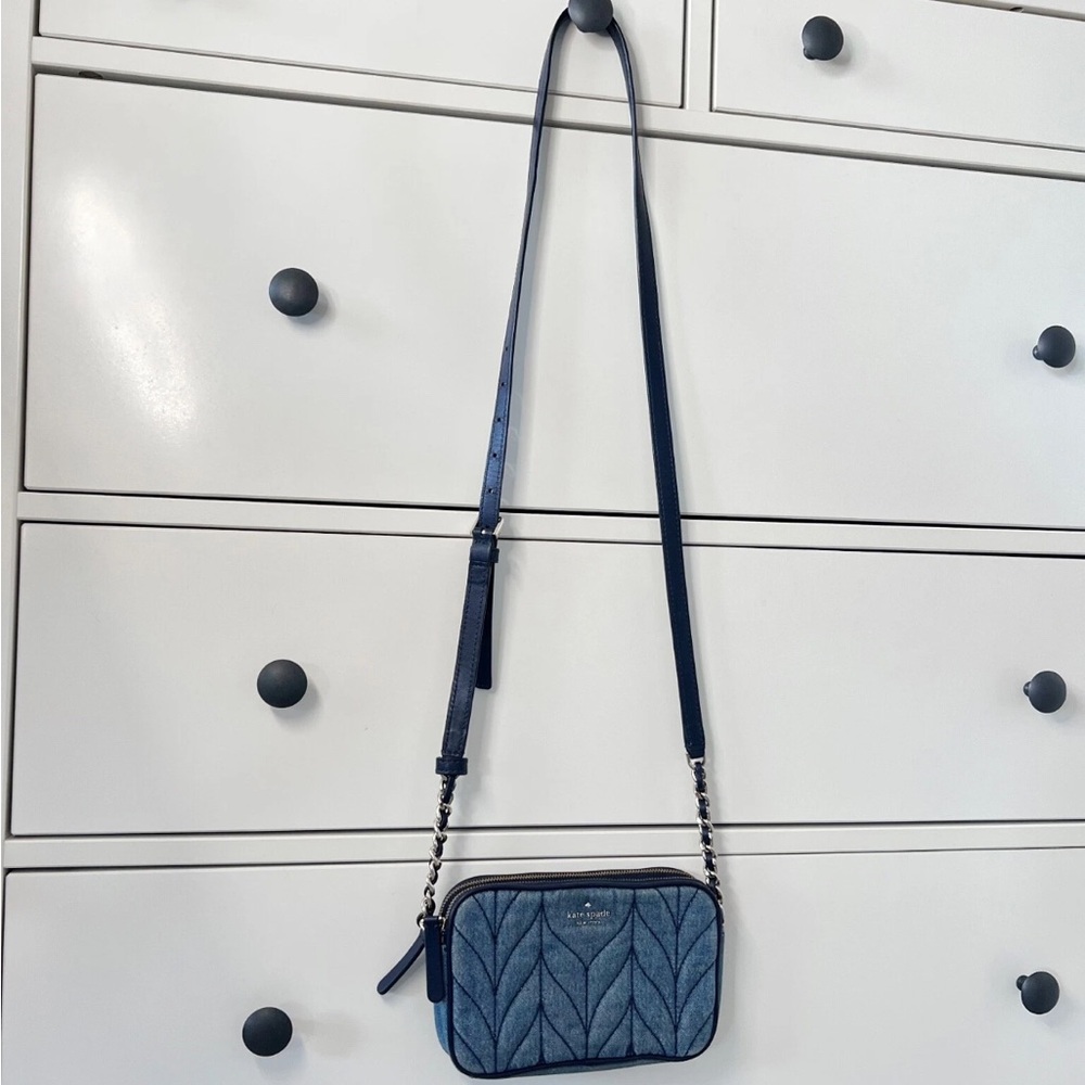 kate spade Denim Blue Quilted Crossbody Bag with Navy Trim - Picture 10 of 13
